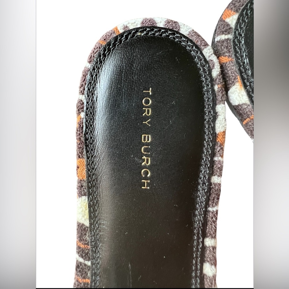 TORY BURCH ELEANOR Leather Leopard Print Gold Medallion Slide Sandals Size 8 - Picture 8 of 16